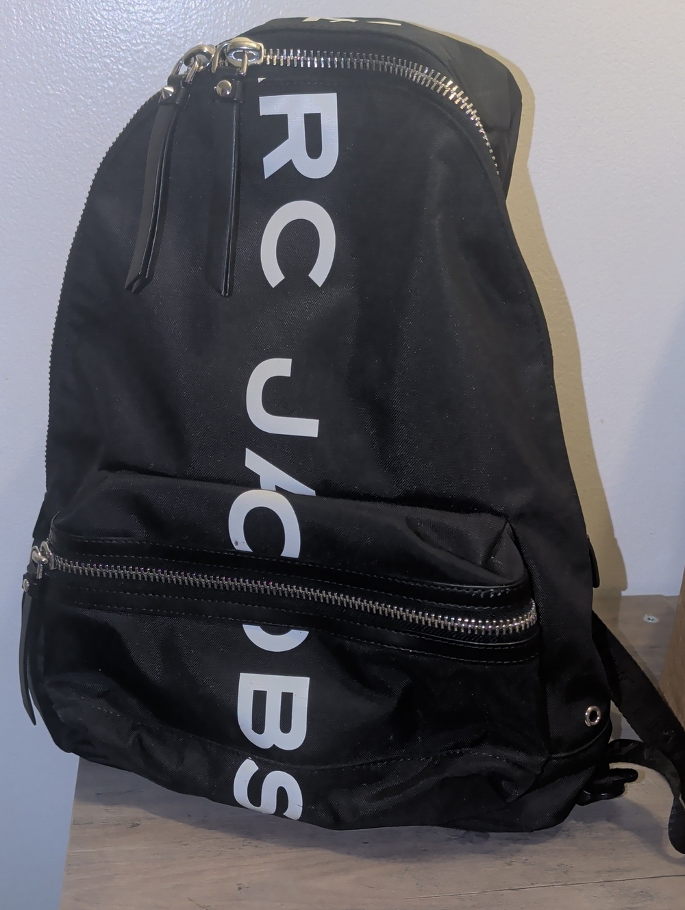 Marc Jacobs Black Backpack with White Logo